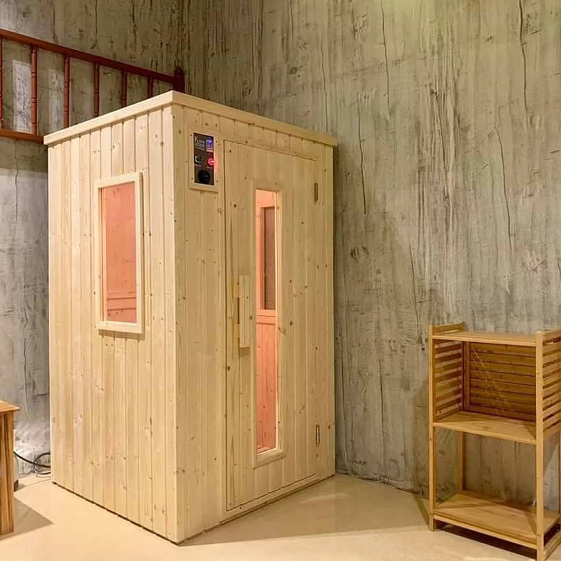 collage photo of sauna